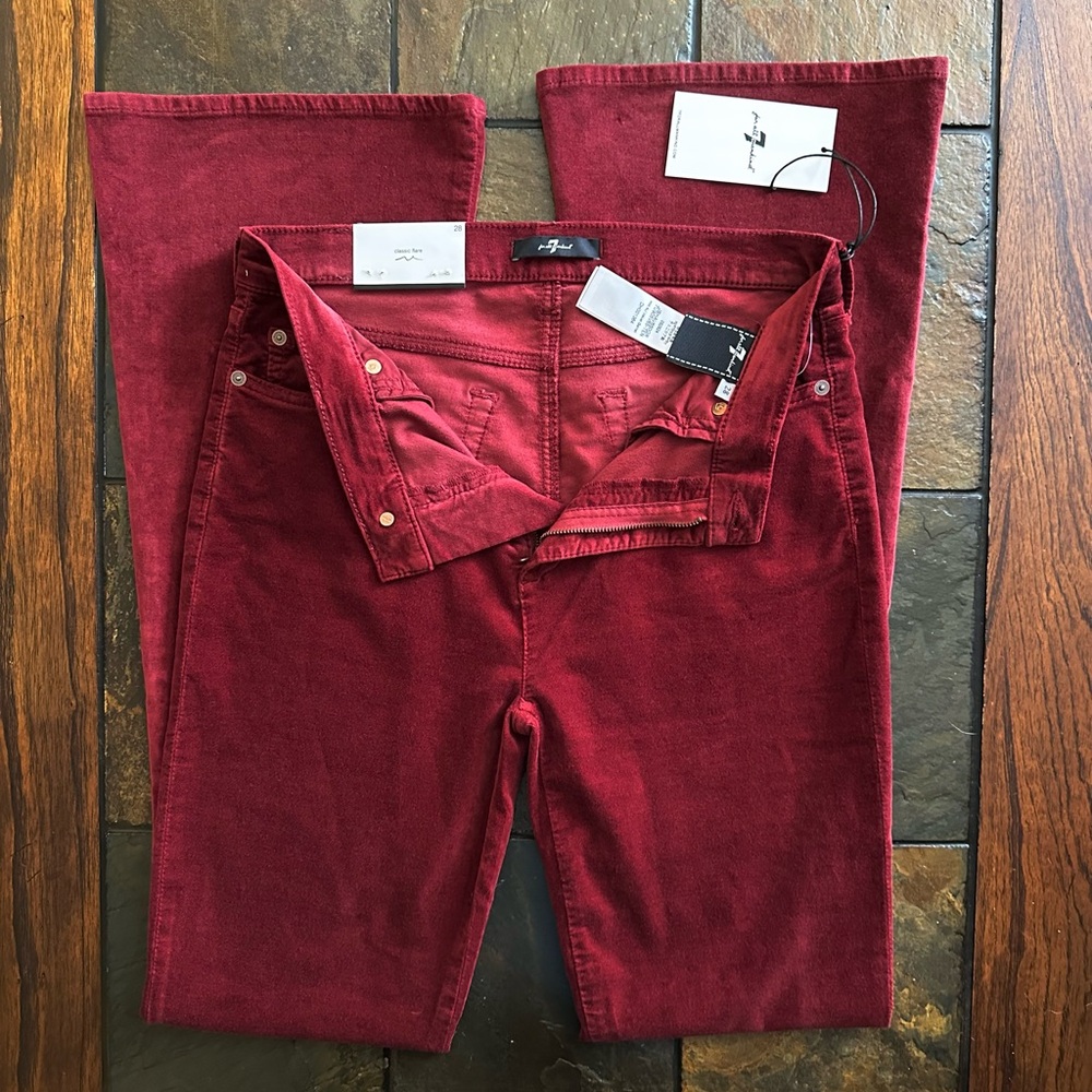 7 For All Mankind Red Flare Jeans - Picture 6 of 10
